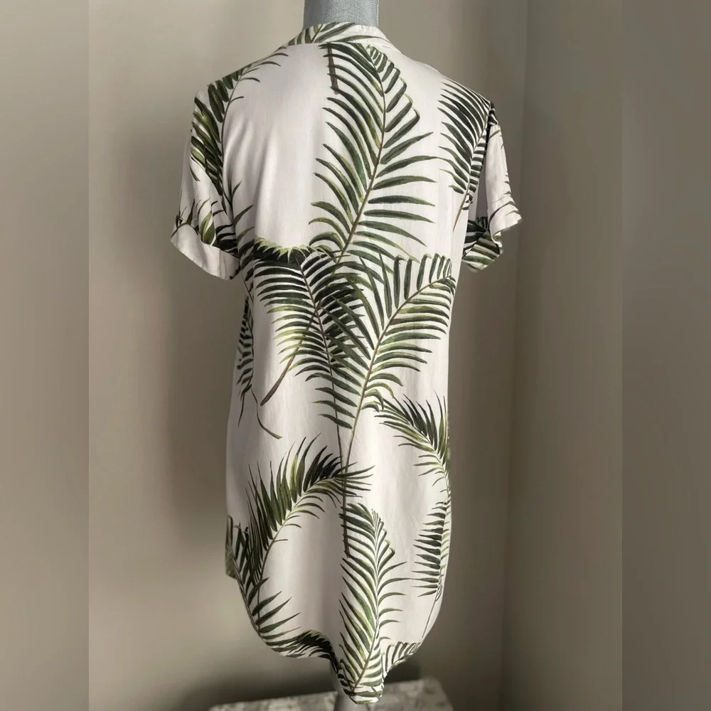 H&M Palm Leaf Print Shirt Dress Size 2